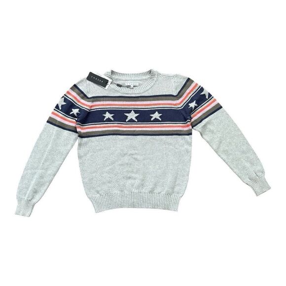 Chaser Brand Stars & Stripes Heather Gray Sweater Women’s Size Large - Picture 1 of 10